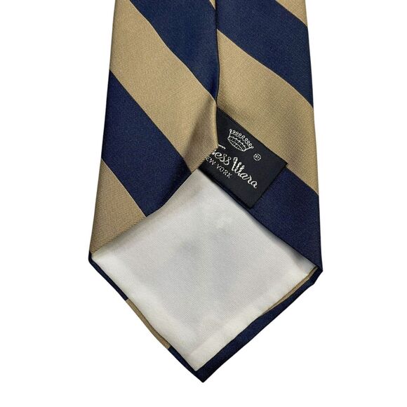 VINTAGE WOOLF BROTHERS COUNTESS MARA TIE Navy Blue and Brown, PREOWNED - Picture 3 of 6